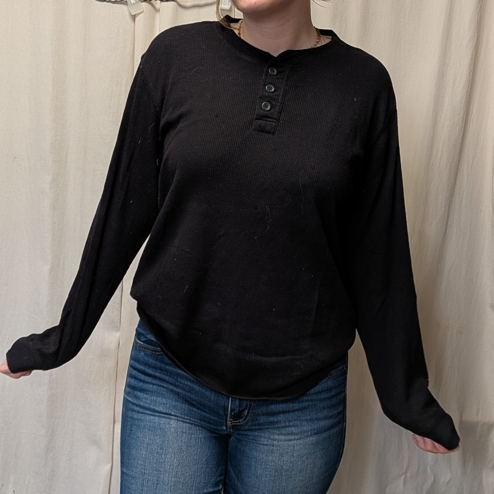 Pierre Cardin Waffle Knit Henley Long Sleeve